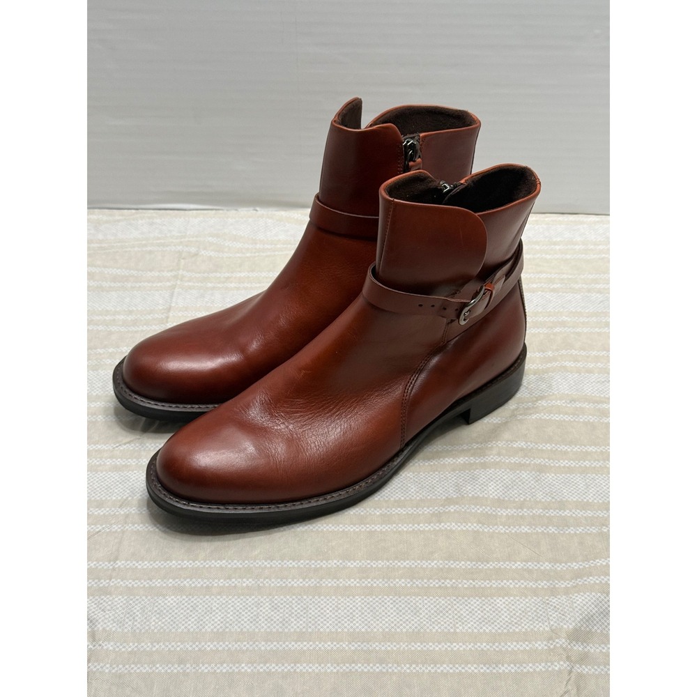 Ecco Sartorelle 25Tailored Cognac Brown Leather Ankle Buckle Boots Mens 40 9-9.5